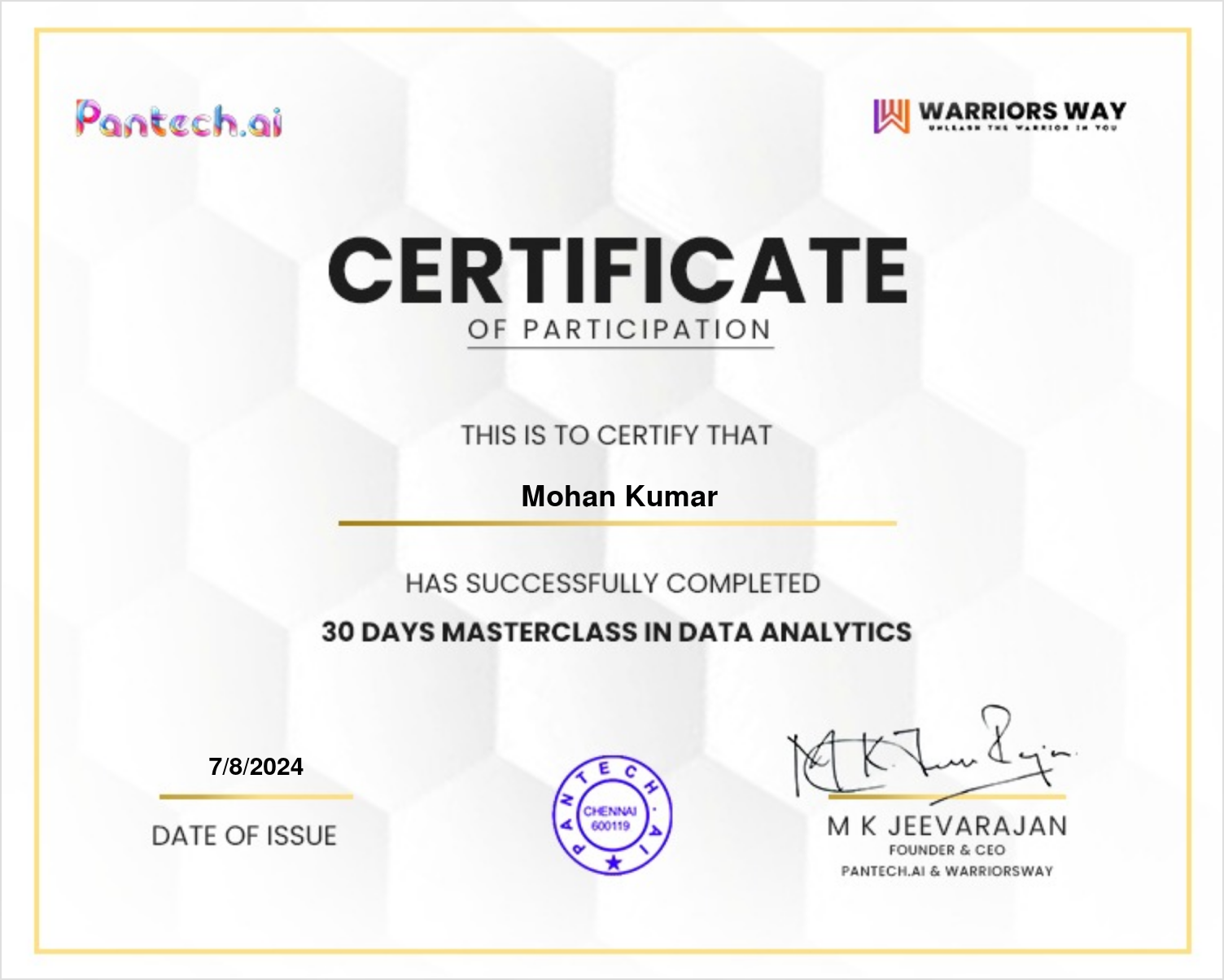 Data Analytics Certificate